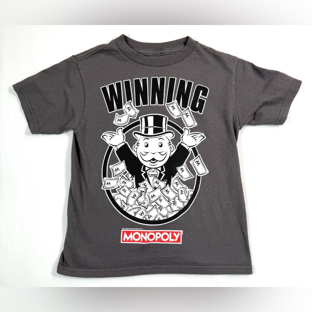 MONOPOLY Kids Unisex Winning Board Game Short‎ Sleeve T Shirt XS 4/5 Playwear